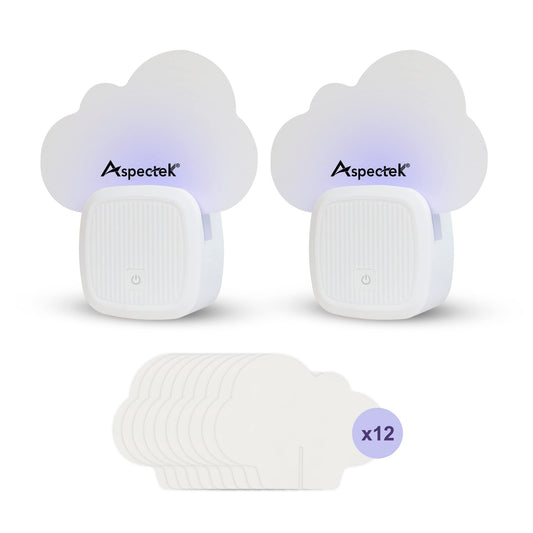 Aspectek Blue Light Plug In Light Indoor Trap Sticker, Odourless, Quiet, No Chemicals, with 12 Packs of Adhesive Pads, White (2 Pack) (EU)