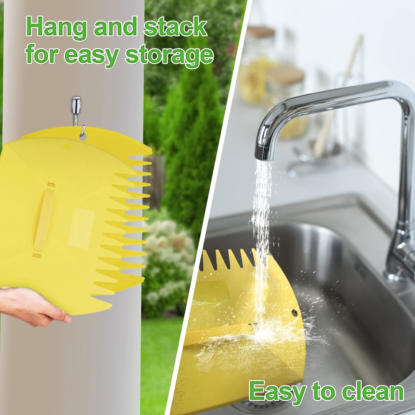 GardenHOME Garden and Yard Leaf Scoops Hand Rakes, Large Sized Leaf Grabbers, Leaf Collector,1 Pair (Yellow) (EU&UK)