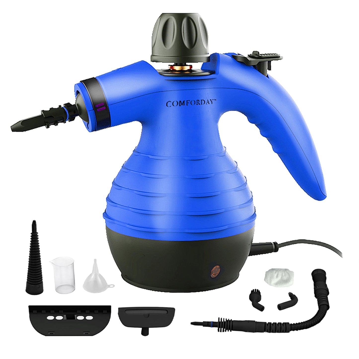 Comforday Multi-Purpose steam cleaner handheld with 9-Piece Accessories, Perfect for Stain Removal, Curtains, Car Seats, Floor, Bathroom (UK)