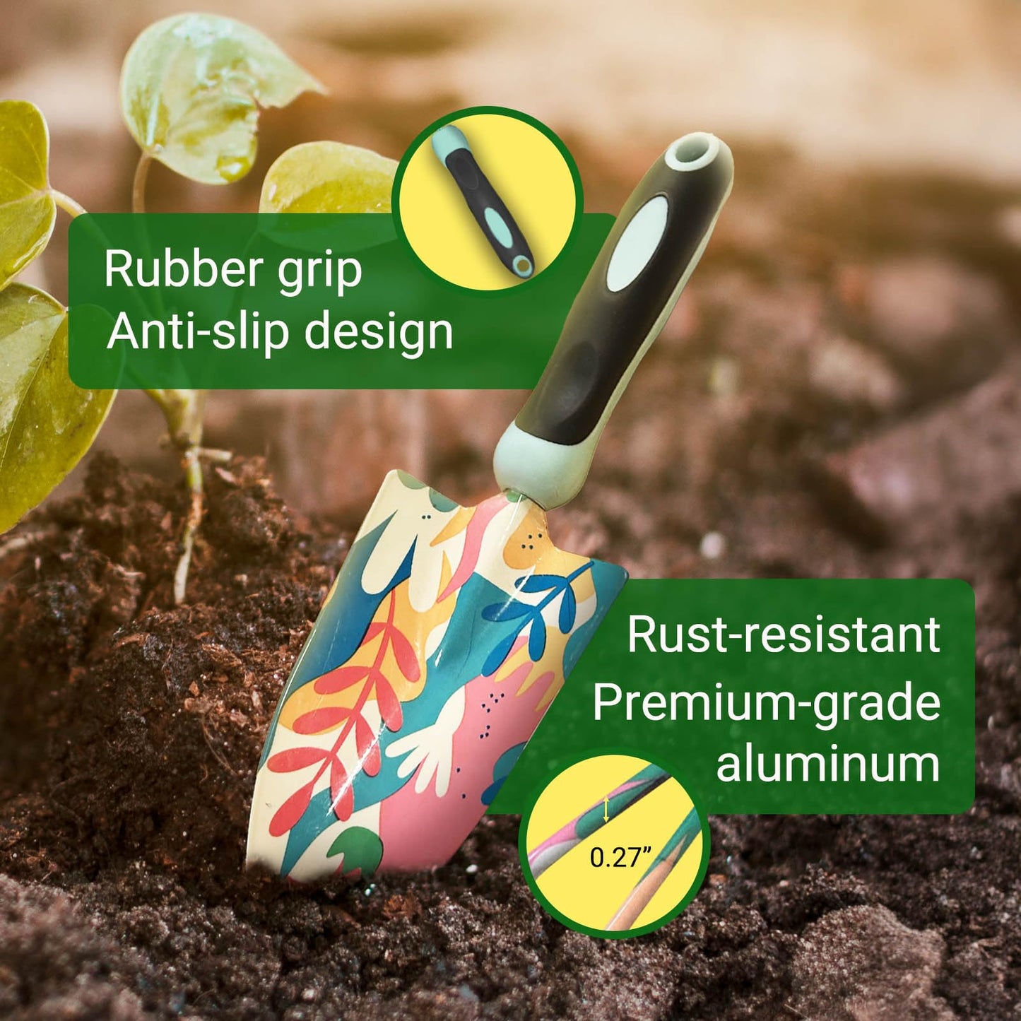 GardenHOME 5 Pcs Premium Durable Garden Tools Set with Ergonomic Non-Slip Handle (Floral Set) (EU)