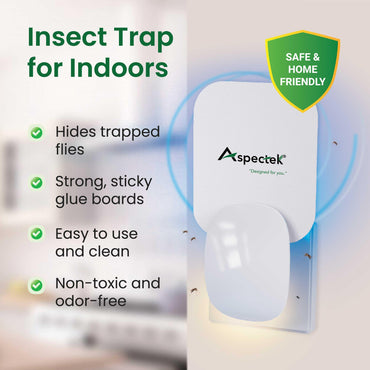 Aspectek Trap Sticky Insect Flying Insects Indoor Blue UV Light 12 Packs Glu Sticky Fly Catcher Night Home White Pack of 2 (EU)