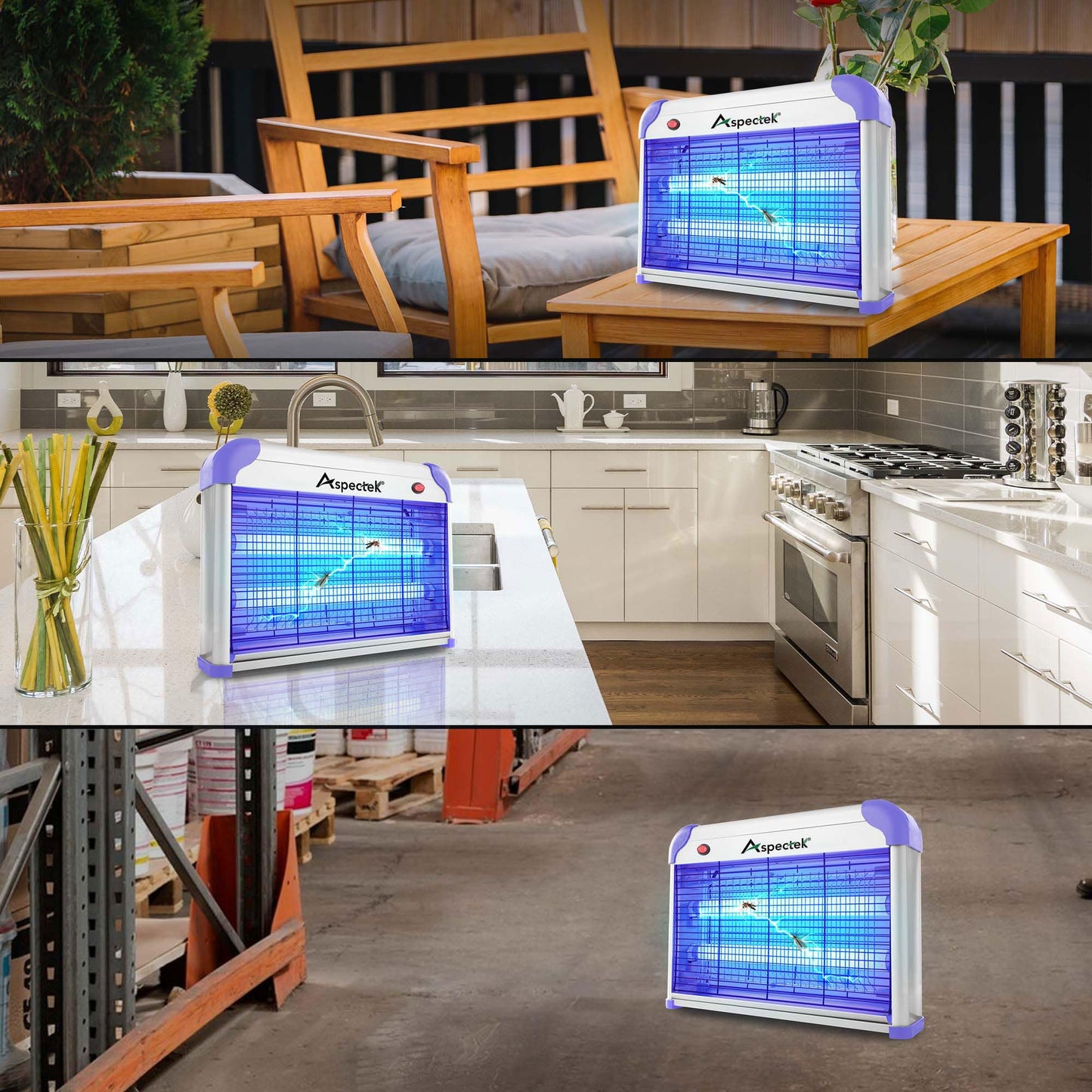 ASPECTEK Upgraded Electric Zapper 20W Insect Killer Insect Killer Mosquito Fly Moth Wasp Indoor Insect Repellent (Includes 2 Free Spare Bulbs) (EU)