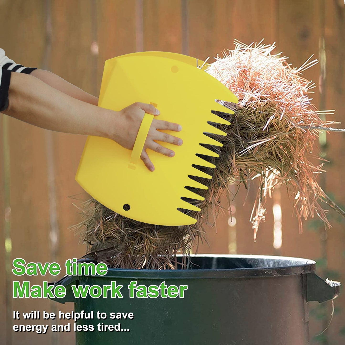 GardenHOME Garden and Yard Leaf Scoops Hand Rakes, Large Sized Leaf Grabbers, Leaf Collector,1 Pair (Yellow) (EU&UK)