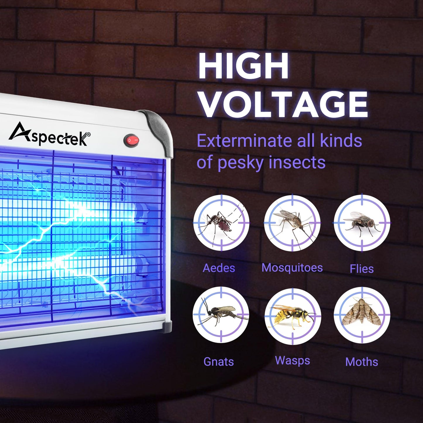 ASPECTEK Electric Fly Killer, Mosquito Killer Lamp – UV Lamp, Electric Insect Killer 20 W, Fly Killer, Indoor Mosquito Killer, Effective Fly Trap (EU)
