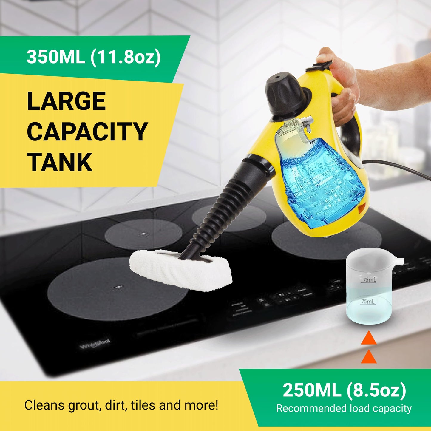 Comforday Portable Steam Cleaner, Multi-Purpose Steam Cleaner with 9 Accessories for Carpets, Curtains, Sofas, Kitchens, Bathrooms and More Steam Cleaner Portable Steam Cleaner (EU)