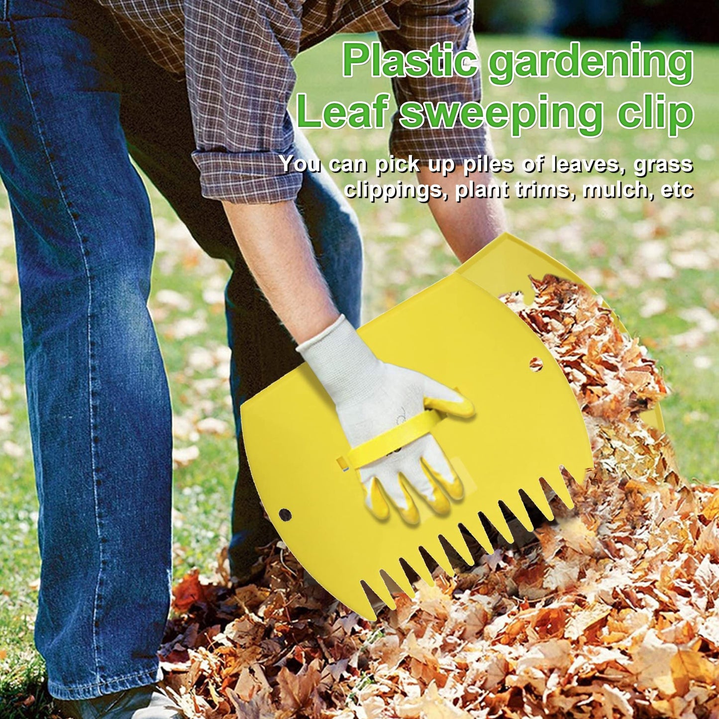 GardenHOME Garden and Yard Leaf Scoops Hand Rakes, Large Sized Leaf Grabbers, Leaf Collector,1 Pair (Yellow) (EU&UK)