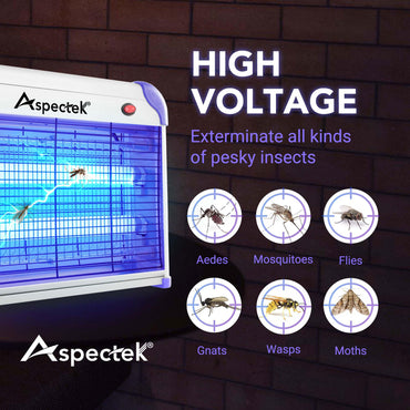 ASPECTEK Upgraded Electric Zapper 20W Insect Killer Insect Killer Mosquito Fly Moth Wasp Indoor Insect Repellent (Includes 2 Free Spare Bulbs) (EU)