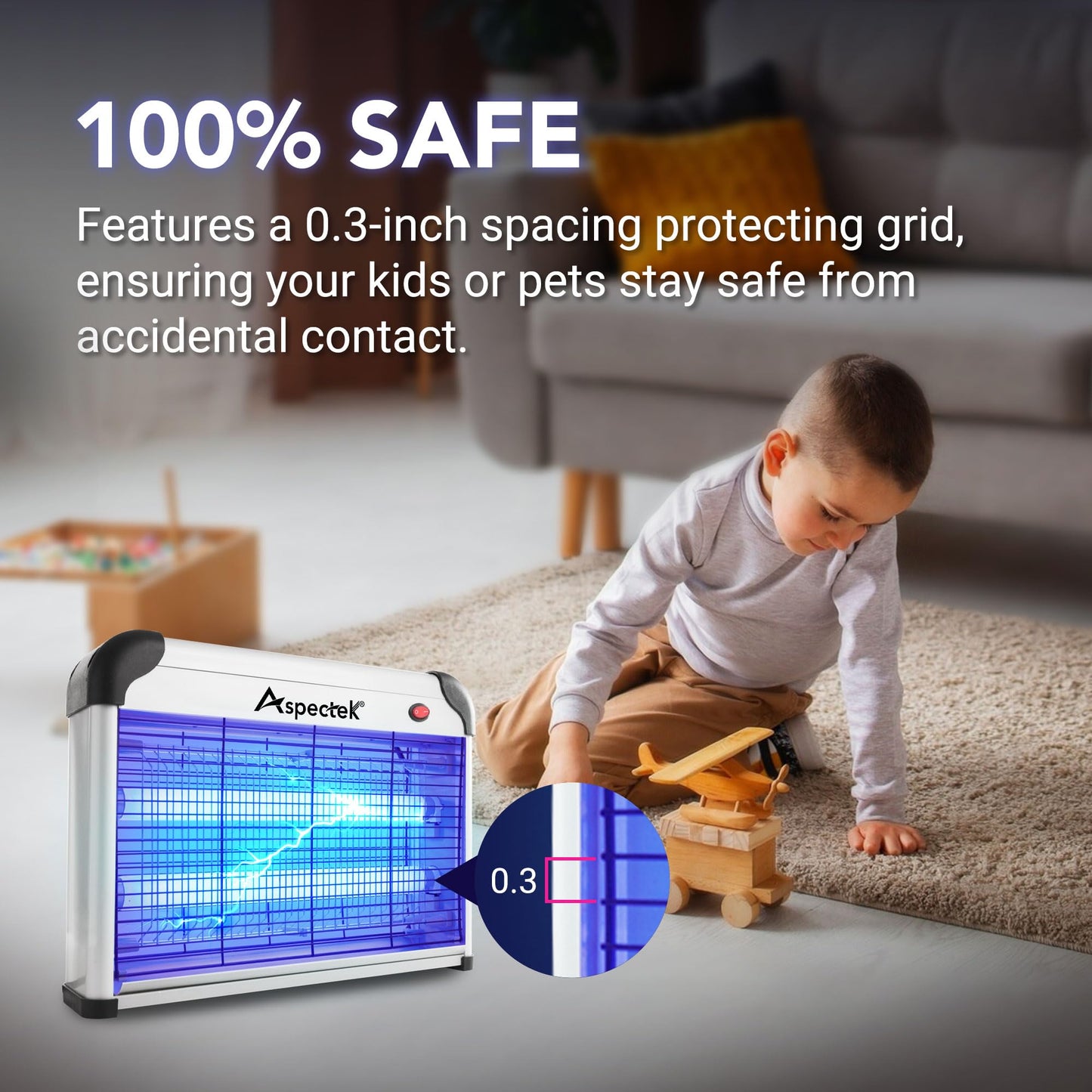 ASPECTEK Electric Fly Killer, Mosquito Killer Lamp – UV Lamp, Electric Insect Killer 20 W, Fly Killer, Indoor Mosquito Killer, Effective Fly Trap (EU)