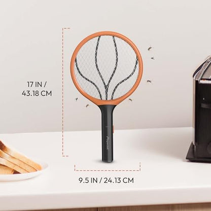 ASPECTEK Electric Insect Racket, 2 PCS Electric Mosquito Swatter 3000V Rechargeable with Stable Base Against Mosquitoes Flies Flying Insects, Energy Saving (EU)