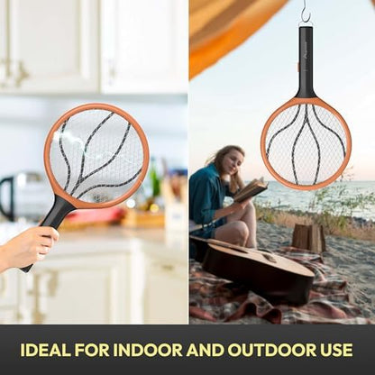 ASPECTEK Electric Insect Racket, 2 PCS Electric Mosquito Swatter 3000V Rechargeable with Stable Base Against Mosquitoes Flies Flying Insects, Energy Saving (EU)