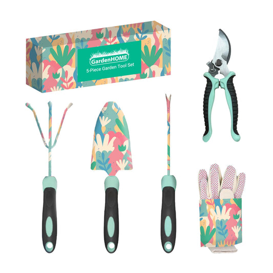 GardenHOME 5 Pcs Premium Durable Garden Tools Set with Ergonomic Non-Slip Handle (Floral Set) (EU)