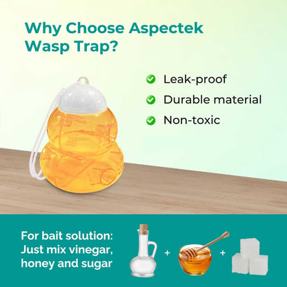 Wasp Trap 2 Pcs, Effective Bee and Wasp Nest Killer traps for Outdoor-Indoor, Yellow Jacket Traps, Bee trap, Hornet Trap, Lightweight Wasps Catcher, Hourglass-Shaped ASPECTEK Fly control (EU)
