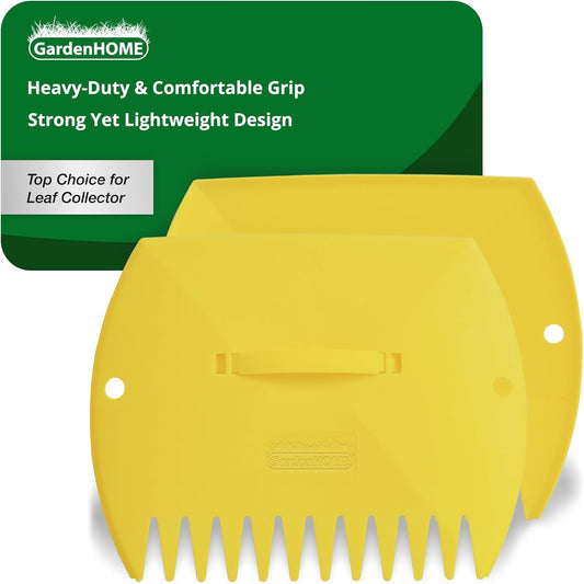 GardenHOME Garden and Yard Leaf Scoops Hand Rakes, Large Sized Leaf Grabbers, Leaf Collector,1 Pair (Yellow) (UK)