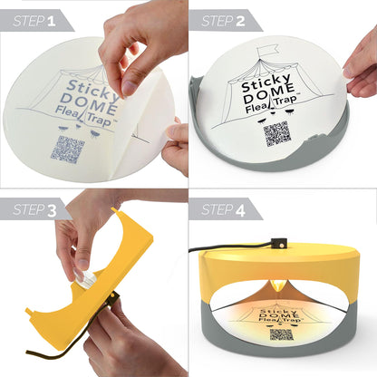 Orange and Light Gray Aspectek Sticky Dome Flea Trap with 2 Sticky Discs. Odorless Insect Traps, Effective for Indoor Use (EU)