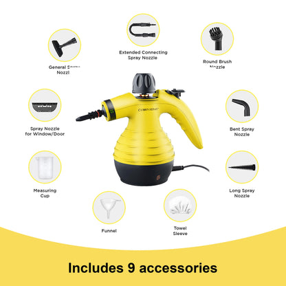 Comforday Multi-Purpose steam cleaner handheld with 9-Piece Accessories, Perfect for Stain Removal, Curtains, Car Seats, Floor, Bathroom  (UK)