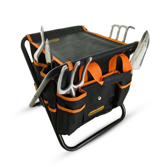 GardenHOME Garden Tool Set, 7 Piece Gardening Tool Set with Heavy Duty Folding Stool and Removable Garden Tool Bag (EU)