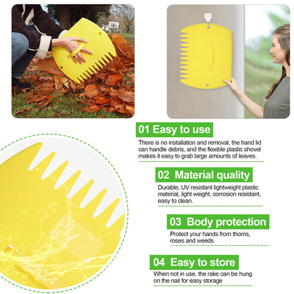GardenHOME Garden and Yard Leaf Scoops Hand Rakes, Large Sized Leaf Grabbers, Leaf Collector,1 Pair (Yellow) (EU)
