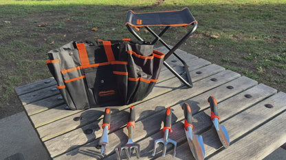 GardenHOME Garden Tool Set, 7 Piece Gardening Tool Set with Heavy Duty Folding Stool and Removable Garden Tool Bag (EU)